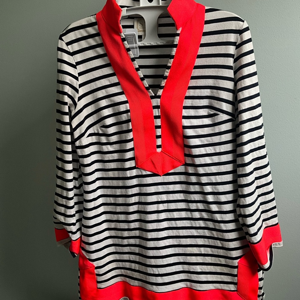 Sail to Sable Red and Black Striped Polo